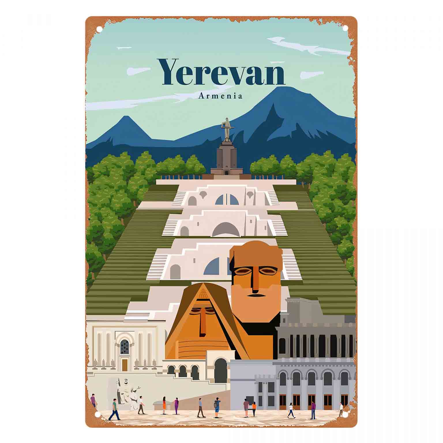 Home Decor Yerevan - 2D плоская металлическая табличка с видом