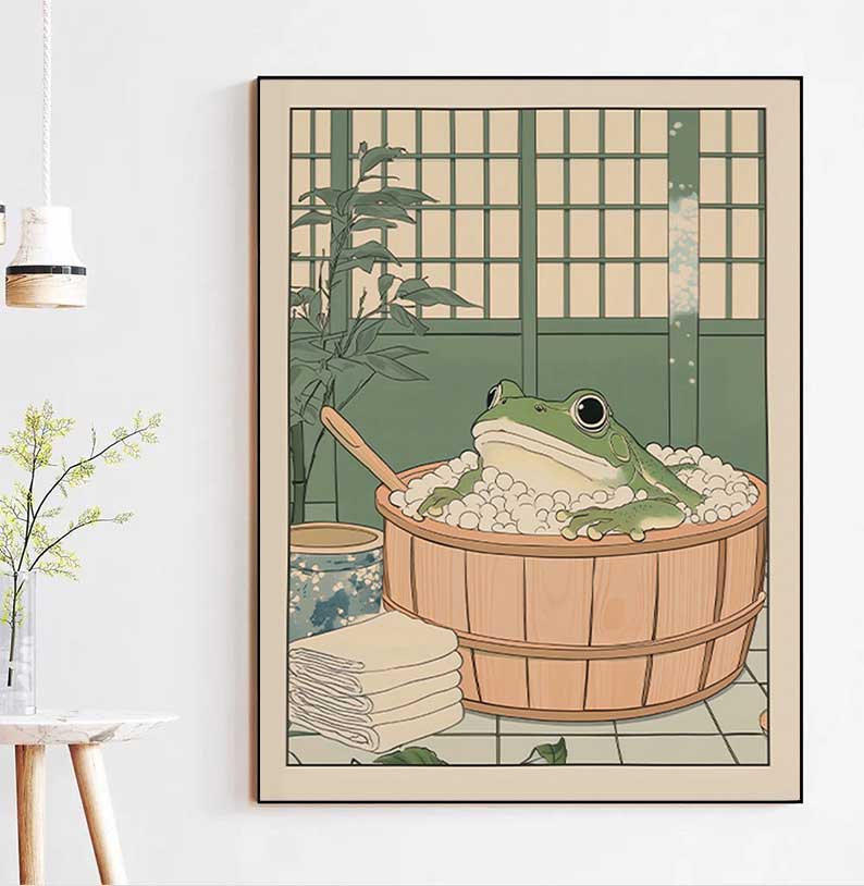 Home Decor Vietnam - Японская лягушка в ванне, принт, постер,