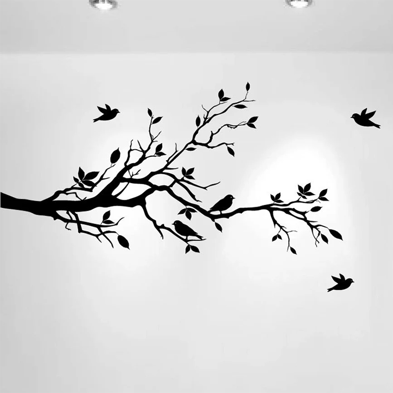 Home Decor Vinyl Flooring - Ветка дерева настенная наклейка «Любовь птицы»