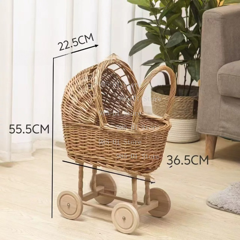 Rattan Plant Basket - Плетеная вручную корзина-люлька для коляски, многофункциональная